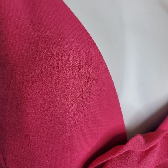 VINTAGE 90s magenta barbiecore tiered silk spaghetti strap formal dress M - Picture 7 of 12